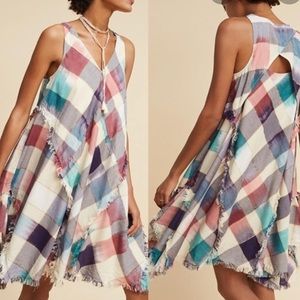 Maeve Anthropologie metallic plaid dress size s